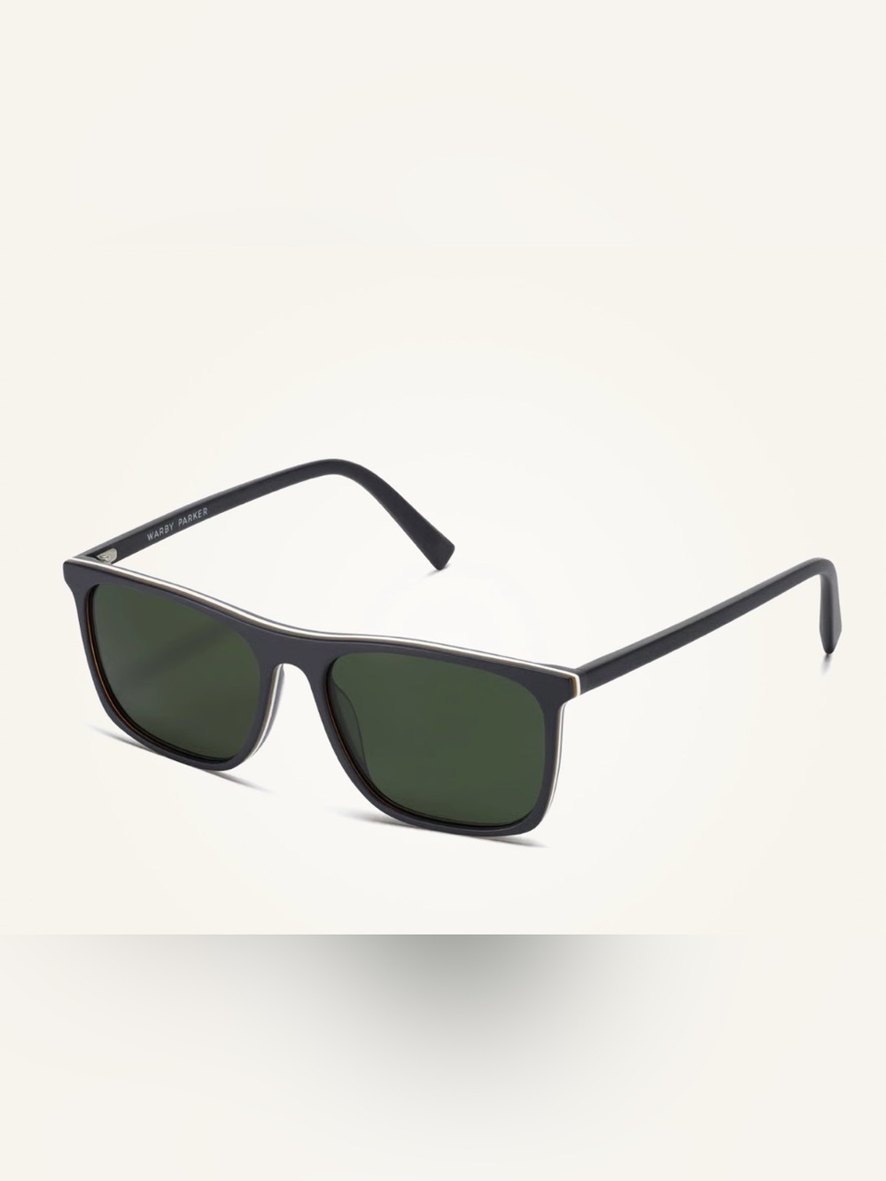 Warby Parker’s Fletcher Black Sunglasses with Green Lenses